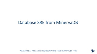 MinervaDB Inc., PO Box 2093 PHILADELPHIA PIKE #3339 CLAYMONT, DE 19703
Database SRE from MinervaDB
 