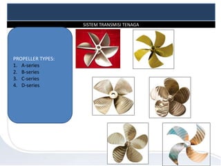 SISTEM TRANSMISI TENAGA
PROPELLER TYPES:
1. A-series
2. B-series
3. C-series
4. D-series
 
