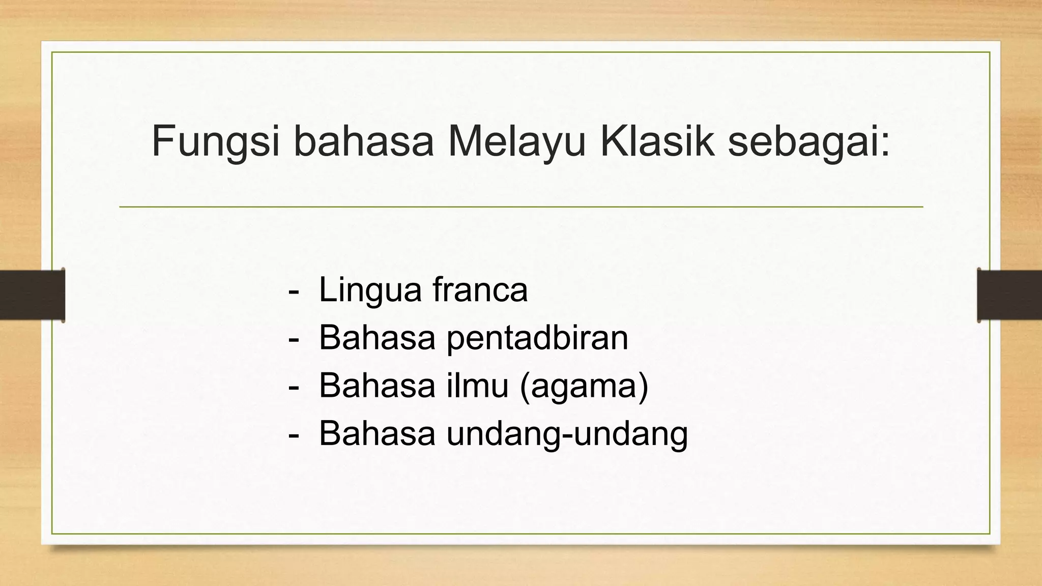 Fungsi Bahasa Melayu Klasik | PDF