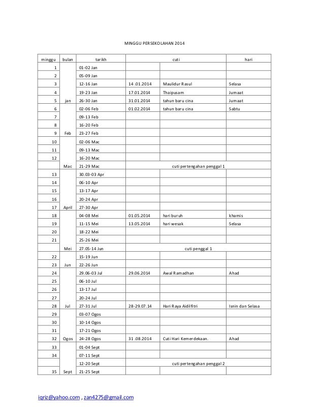 Tarikh 12 14 september 2014 minggu persekolahan 2014
