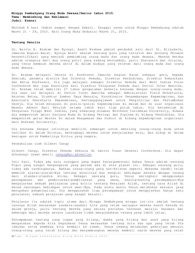 Minggu Sembahyang Orang Muda Dewasa Senior