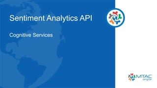 Sentiment Analytics API
Cognitive Services
 