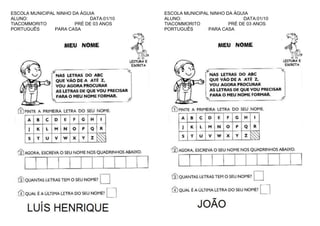 ESCOLA MUNICIPAL NINHO DA ÁGUIA
ALUNO:
DATA:01/10
TIACOMMORITO
PRÉ DE 03 ANOS
PORTUGUÊS
PARA CASA

ESCOLA MUNICIPAL NINHO DA ÁGUIA
ALUNO:
DATA:01/10
TIACOMMORITO
PRÉ DE 03 ANOS
PORTUGUÊS
PARA CASA

 