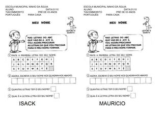 ESCOLA MUNICIPAL NINHO DA ÁGUIA
ALUNO:
DATA:01/10
TIACOMMORITO
PRÉ DE 03 ANOS
PORTUGUÊS
PARA CASA

ESCOLA MUNICIPAL NINHO DA ÁGUIA
ALUNO:
DATA:01/10
TIACOMMORITO
PRÉ DE 03 ANOS
PORTUGUÊS
PARA CASA

 