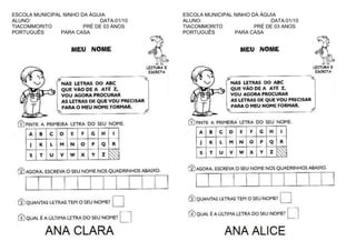 ESCOLA MUNICIPAL NINHO DA ÁGUIA
ALUNO:
DATA:01/10
TIACOMMORITO
PRÉ DE 03 ANOS
PORTUGUÊS
PARA CASA

ESCOLA MUNICIPAL NINHO DA ÁGUIA
ALUNO:
DATA:01/10
TIACOMMORITO
PRÉ DE 03 ANOS
PORTUGUÊS
PARA CASA

 