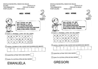 ESCOLA MUNICIPAL NINHO DA ÁGUIA
ALUNO:
DATA:01/10
TIACOMMORITO
PRÉ DE 03 ANOS
PORTUGUÊS
PARA CASA

ESCOLA MUNICIPAL NINHO DA ÁGUIA
ALUNO:
DATA:01/10
TIACOMMORITO
PRÉ DE 03 ANOS
PORTUGUÊS
PARA CASA

 