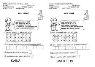ESCOLA MUNICIPAL NINHO DA ÁGUIA
ALUNO:
DATA:01/10
TIACOMMORITO
PRÉ DE 03 ANOS
PORTUGUÊS
PARA CASA

ESCOLA MUNICIPAL NINHO DA ÁGUIA
ALUNO:
DATA:01/10
TIACOMMORITO
PRÉ DE 03 ANOS
PORTUGUÊS
PARA CASA

 