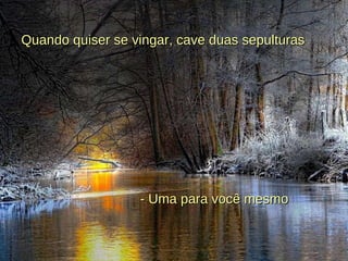 Quando quiser se vingar, cave duas sepulturas - Uma para você mesmo 