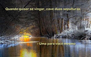Quando quiser se vingar, cave duas sepulturas - Uma para você mesmo 
