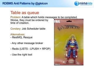 RDBMS Anti Patterns by @gleicon
 