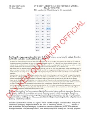 ĐỀ MINH HỌA KỲ THI TỐT NGHIỆP TRUNG HỌC PHỔ THÔNG NĂM 2026 MÔN TIẾNG ...