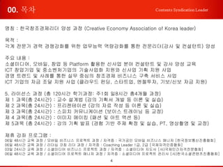 4
Contents Syndication Leader
명칭 : 한국창조경제리더 양성 과정 (Creative Economy Association of Korea leader)
목적 :
각계 전문가 경력 경쟁강화를 위한 업무능력 역량강화를 통한 전문리더(강사 및 컨설턴트) 양성
주요 내용 :
소셜미디어, 모바일, 창업 등 Platform 활용한 신사업 분야 컨설턴트 및 강사 양성 교육
ICT 창업기업 및 중소벤처기업의 기술사업화 지원와 신사업 기획 지원 사업
경영 트렌드 및 사례를 통한 실무 중심의 창조경제 비즈니스 구축 서비스 사업
ICT 기업의 자금 조달 지원 사업 (클라우드 펀딩, 스타트업, 엔젤투자, 기보/신보 자금 지원)
5. 라이선스 과정 (총 120시간 학기과정: 주1회 일8시간 총4개월 과정)
제 1 과목(총 24시간) : 교수 설계법 (강의 기획서 개발 등 이론 및 실습)
제 2 과목(총 24시간) : 프리젠테이션 (강의 자료 작성 등 이론 및 실습)
제 3 과목(총 24시간) : 스피치 커뮤니케이션 (보이스 트레이닝 등 교정)
제 4 과목(총 24시간) : 이미지 메이킹 (패션 및 아트 액션 등)
제 5과목 (총 24시간) : 강의 기획 발표 (경험 기반 주제 확정 및 실습, PT, 영상촬영 및 교정)
제휴 강좌 프로그램 :
06일 48시간 교육 과정 / 모바일 비즈니스 프로젝트 과정 / 자격증 : 국가공인 모바일 비즈니스 매니저 [한국정보통신진흥협회]
06일 48시간 교육 과정 / 리더십 코칭 리더 과정 / 자격증 : Coaching Leader 1급, 2급 [국제자격인증협회]
03일 24시간 교육 과정 / 소셜미디어 비즈니스 프로젝트 과정 / 자격증 : 소셜미디어 지도사 [사)국제민간자격전문협회]
06일 48시간 교육 과정 / 소셜미디어 프로젝트 매니저 과정 / 자격증 : 소셜미디어 프로젝트 관리사 [사)한국소셜콘텐츠진흥협회]
02. 비즈니스 모델
 