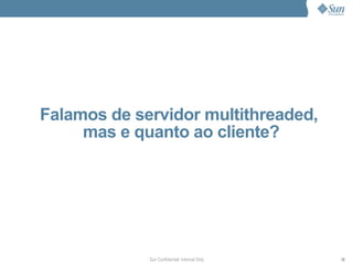 Falamos de servidor multithreaded,
     mas e quanto ao cliente?




             Sun Confidential: Internal Only   70
 