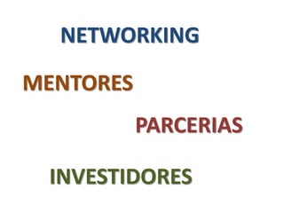 NETWORKING
MENTORES
PARCERIAS

INVESTIDORES

 