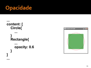 ...
content: [
    Circle{
      ...
    }
    Rectangle{
      ...
      opacity: 0.6
    }
]
...
                     66
 