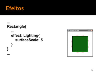...
Rectangle{
    ...
    effect: Lighting{
        surfaceScale: 5
    }
}
...



                          69
 