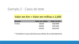 Exemplo 2 - Casos de teste
