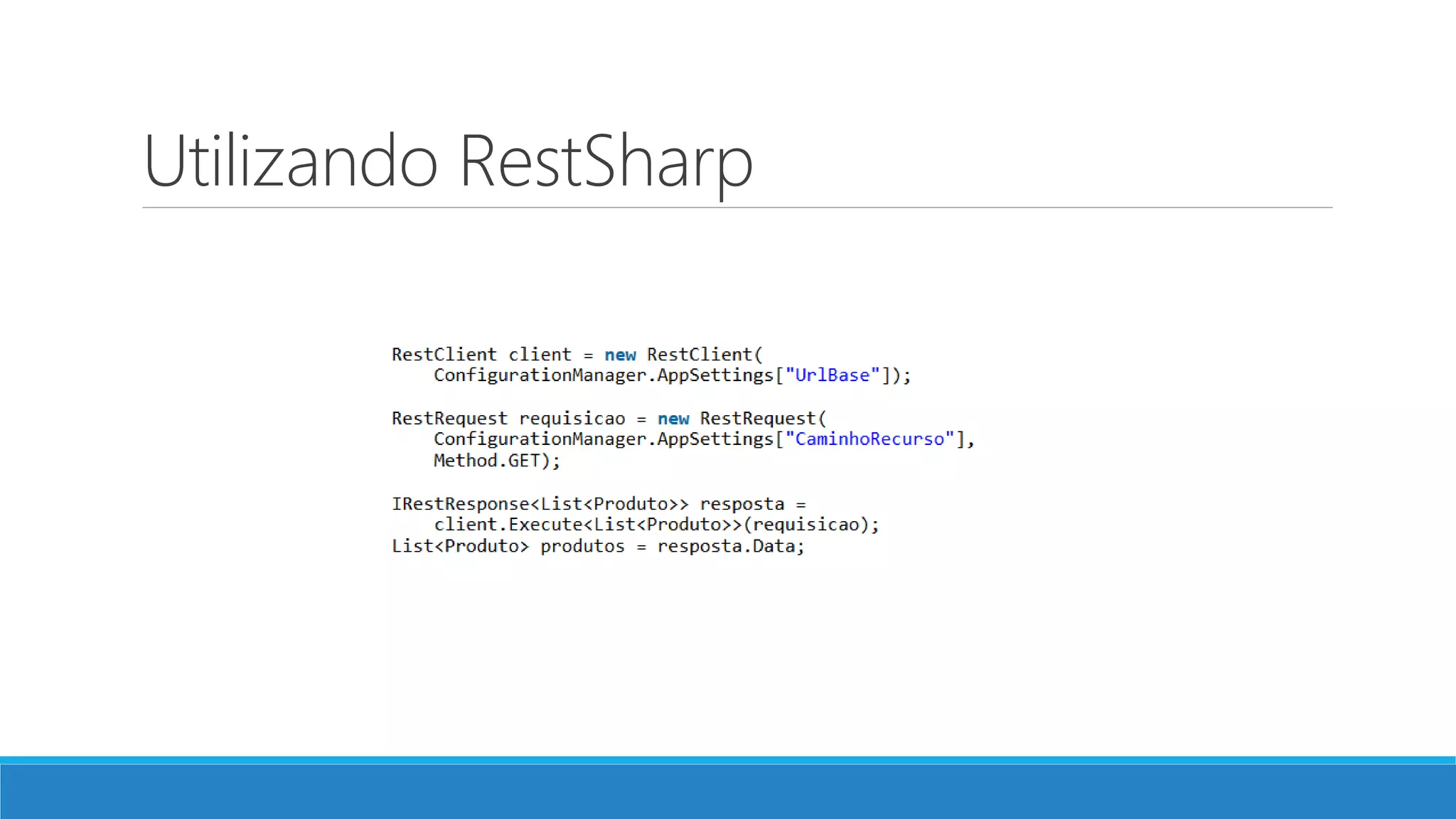Utilizando RestSharp
 