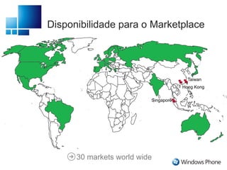 Disponibilidade para o Marketplace
30 markets world wide
 