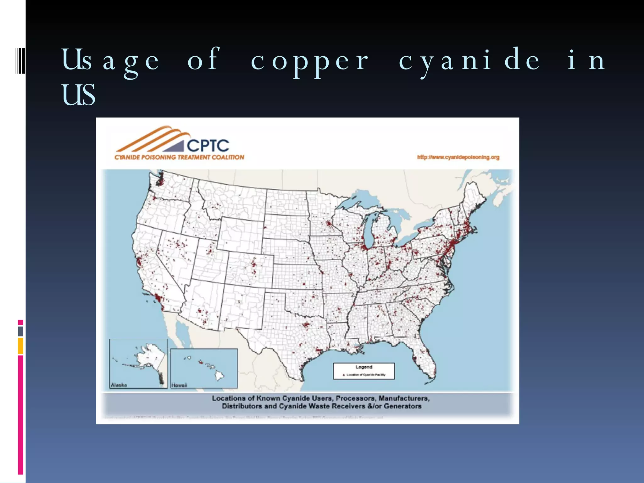 Usage of copper cyanide in US 