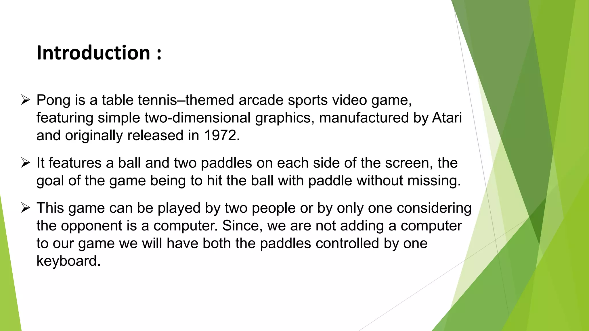 Pong Game using Java awt and swing | PPTX | Computing | Technology ...