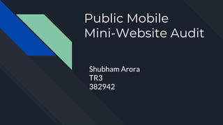 Public Mobile
Mini-Website Audit
Shubham Arora
TR3
382942
 