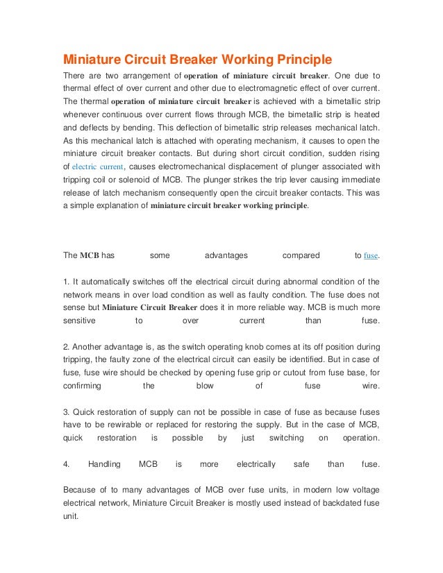 Miniature circuit breaker working principle