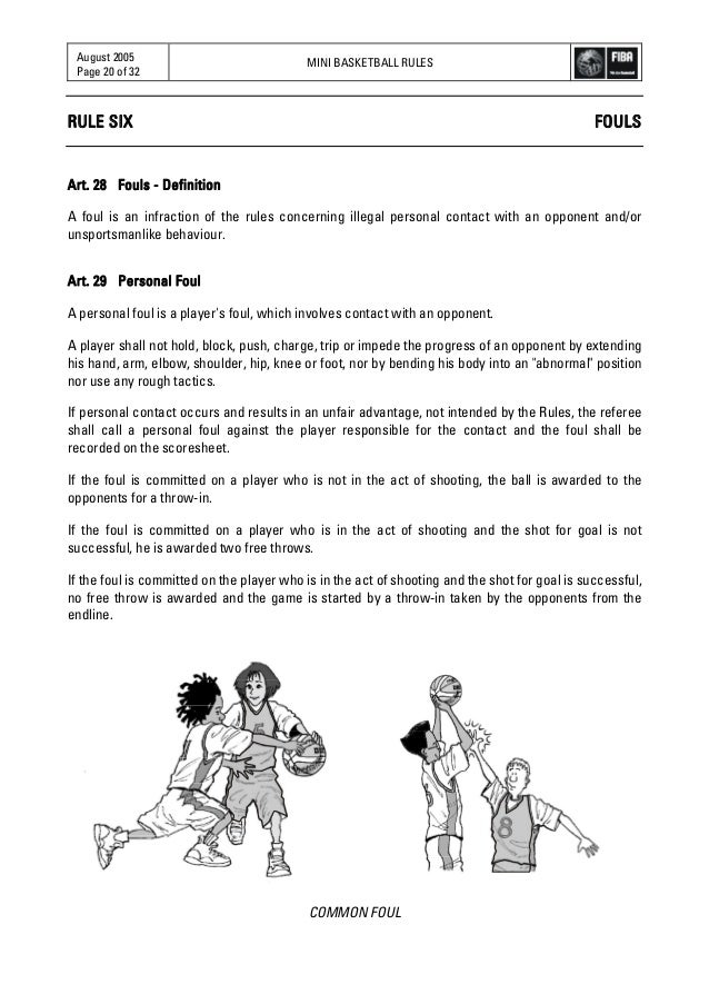 Mini basketball rules 2005