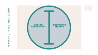 02WWW.AMU-INVESTMENTS.COM
WEALTH
MANAGEMENT
CORPORATE
FINANCE
 