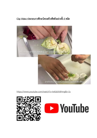 Clip Video ประกอบการศึกษาโครงสร้างพืชตัวอย่างทั้ง 3 ชนิด
https://www.youtube.com/watch?v=IwIlzbVdHmg&t=1s
 