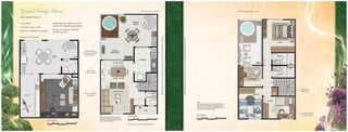 Grand Family House                                                                                                              Pavimento térreo                                                                                                                                                                                                                                Pavimento superior

                   Área total:167,42 m2

                  • Casa tríplex;                     • Amplo pavimento inferior com área
                                                       de serviço, WC, depósito e quarto multiuso;
                  • 4 quartos, sendo 1 suíte;
                                                      • Terraço com opção de instalação
                  • Sala em 2 ambientes com lavabo;
                                                        de SPA Gourmet*.

                  Pavimento inferior




                                                                                                                                                                         Planta ilustrada com sugestão de decoração. Os móveis e equipamentos não são parte integrante do contrato.




                                                                                                                                                                                                                                                                                      Planta ilustrada com sugestão de decoração. Os móveis e equipamentos não são parte integrante do contrato.
                                                                                                       Terraço descoberto
                                                                                                     com opção de instalação
                                                                                                       de SPA Gourmet*.




                                                                                                          Água quente
                                                                                                       na pia da cozinha.




                                                                                                                                                                                                                                                                                                                                                                                                                        Espaço para
                                                                                                                                                                                                                                                                                                                                                                                                                         Rouparia.
                                                                                                       Sala em 2 ambientes
                                                                                                           com lavabo.




                                                                                                                                                                                                                                                                                                                                                                                                                        Piso de porcelanato
                                                                                                                                                                                                                                                                                                                                                                                                                         na sala e quartos.




                                                                                                                               * Kit acabamento vendido separadamente.


F2390_MINI BOOK.indd 20-21                                                                                                                                                                                                                                                                                                                                                                                                                    10/29/12 11:55 AM
 
