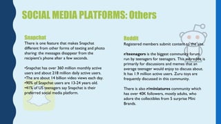 Snapchat
There is one feature that makes Snapchat
different from other forms of texting and photo
sharing: the messages di...