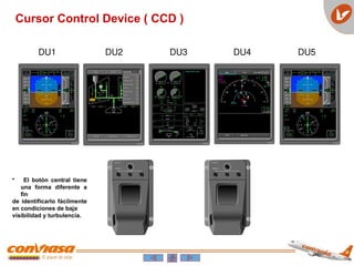 DU1 DU2 DU3 DU4 DU5
Cursor Control Device ( CCD )
• El botón central tiene
una forma diferente a
fin
de identificarlo fácilmente
en condiciones de baja
visibilidad y turbulencia.
 