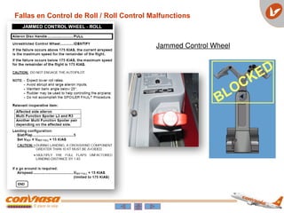 Jammed Control Wheel
Fallas en Control de Roll / Roll Control Malfunctions
 