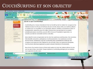 COUCHSURFING ET SON OBJECTIF
 