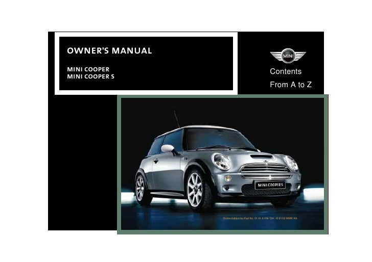 Mini Cooper Owners Manual 2002