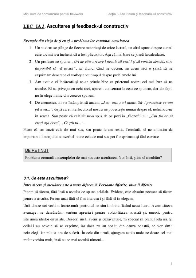 Exemple De Feedback Constructiv