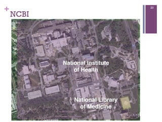 +
NCBI
20
National Institute
of Health
National Library
of Medicine
 