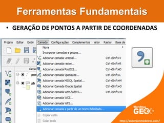 Ferramentas Fundamentais
• GERAÇÃO DE PONTOS A PARTIR DE COORDENADAS
http://andersonmedeiros.com/
 