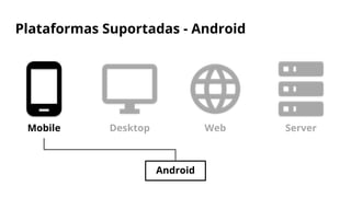 Plataformas Suportadas - Android
Mobile Desktop Web Server
Android
 
