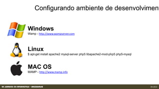 XII Jornada da Informática - Unicesumar 09.2013
http://www.wampserver.com
http://www.mamp.info
 