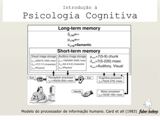 Introdução à
Psicologia Cognitiva




Modelo do processador de informação humano. Card et all (1983)
 