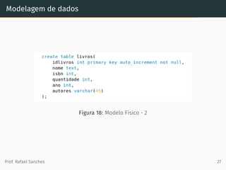 Modelagem de dados
Figura 18: Modelo Físico - 2
Prof. Rafael Sanches 27
 