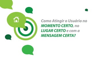Como Atingir o Usuário no
MOMENTO CERTO, no
LUGAR CERTO e com a
MENSAGEM CERTA?
 