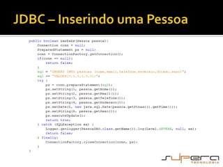 JDBC – Inserindo uma Pessoa