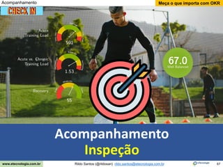 67
Meça o que importa com OKR
Rildo Santos (@rildosan) rildo.santos@etecnologia.com.br
www.etecnologia.com.br
Acompanhamento
Inspeção
Acompanhamento
 