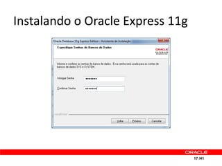 Instalando o Oracle Express 11g




                                  17 /41
 