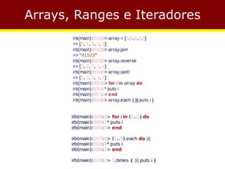 Arrays, Ranges e Iteradores
 