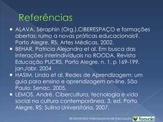 Comunidades virtuaisCastells, 2003Valor da comunicação livre, horizontal, caracterizada pelacomunicação online de muitos para muitos; Formação autônoma de redes Assim, as comunidades virtuais constituem  novos suportes tecnológicos para a sociabilidade, diferentes de outras formas de interação, mas não inferiores. 