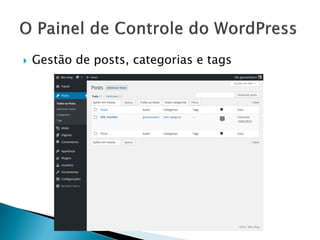  Gestão de posts, categorias e tags
 